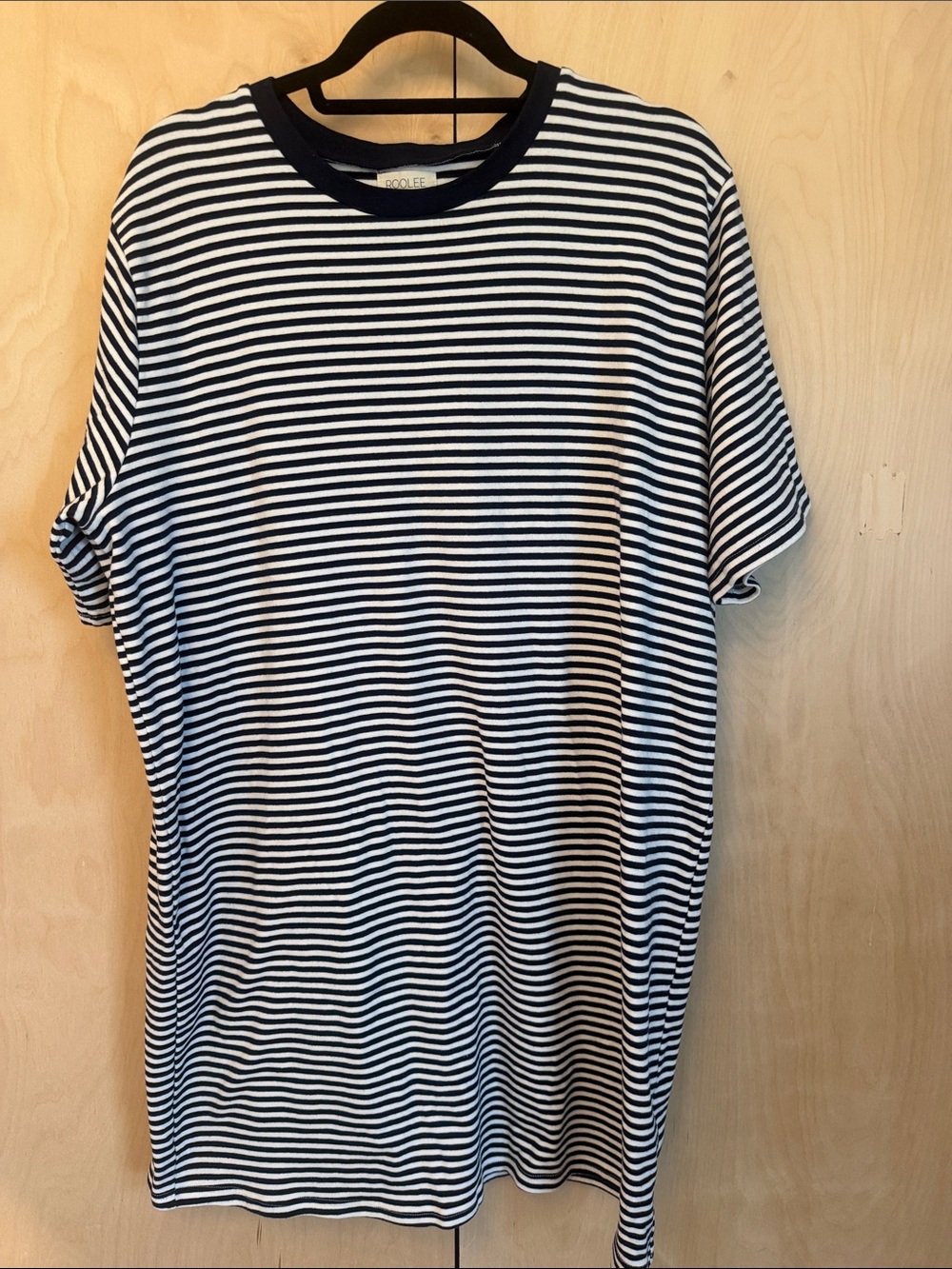 Roolee Navy & White Striped Midi Dress